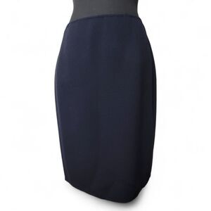 Linda Allard Ellen Tracy Wool Skirt Women's 8 Preppy Dark Academia Navy Blue